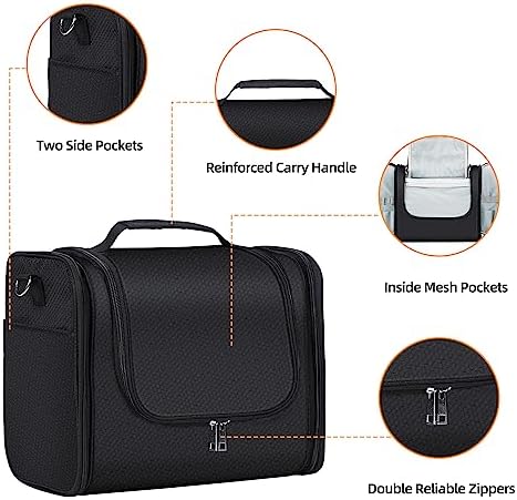 Buruis Extra Large Hanging Toiletry Bag for Women and Men, Black - Image 4
