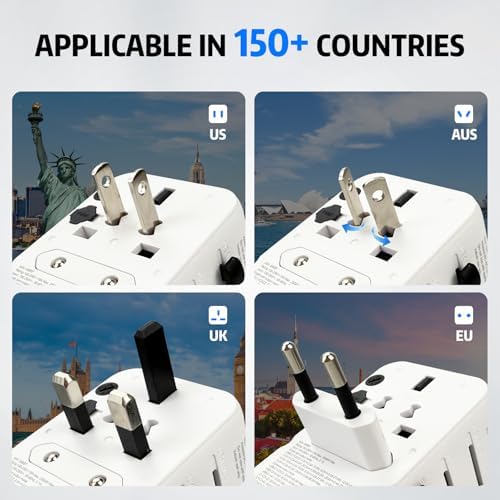 EP 85W Universal Travel Adapter, International Power Adapter with 3 USB-C & 2 USB-A Ports, Worldwide Plug Adaptor Wall Charger, Travel Essentials for US/CA/EU/UK/AU/JP ＆ 150+ Countries (Type C/G/A/I) - Image 3