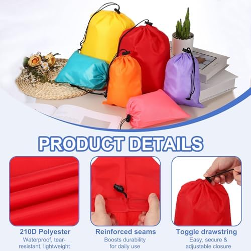 Drawstring Bag with Toggle, Stuff Sack String Waterproof Travel Storage Bags Cinch Stuff Pouch -Fitting for (Gym/Traveling/Hiking/Yoga/Office/Shoes) 12 x 10 & 4 Pack & Sky Blue - Image 3