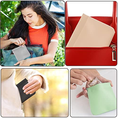 4Pcs Lambskin Pocket Cosmetic Bag, Portable Waterproof Small Makeup Bag No Zipper Self-Closing Small Makeup Pouch for Women Mini Makeup Bag Travel Storage for Cosmetics Headphones Jewelry(B-Style) - Image 6