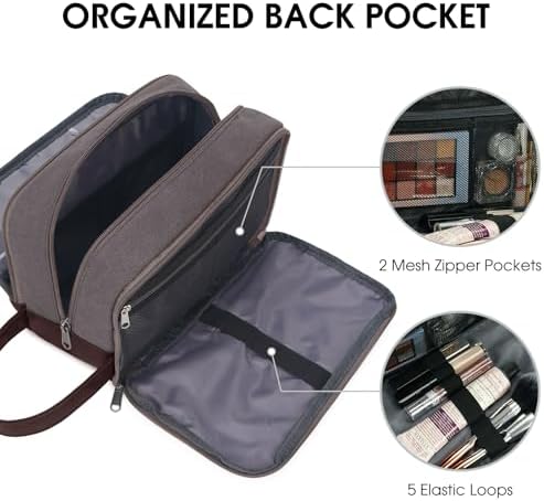 WANDF Travel Toiletry Bag for Men, Canvas Shaving Dopp Kit - Image 4