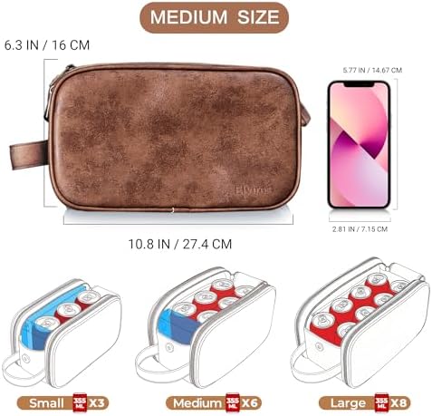 Elviros Toiletry Bag for Men PU Leather Dopp Kit (Medium, Dark Brown) - Image 6
