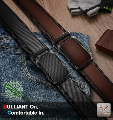 BULLIANT Men's Ratchet Leather Belt Trimmable 2Pack 1 3/8"-Gift Boxed - Image 2