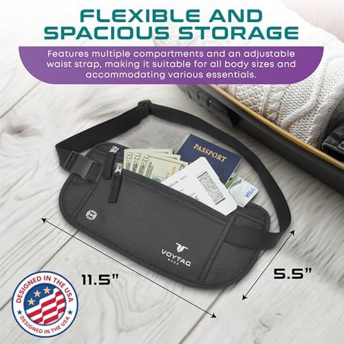 Travel Money Belt & Passport Holder - RFID Blocking Slim Travel Wallet & Fanny Pack for Men and Women - Essential Travel Pouch for Cash, Credit Cards, and Documents (Green Color) - Image 3