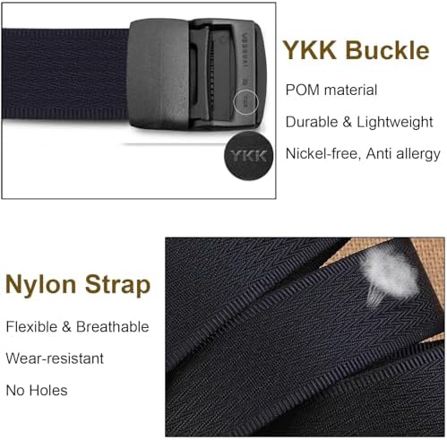 WYuZe Men Nylon Web Belt No Metal Lightweight Military Tactical Hiking Belt - Image 4