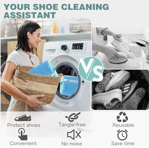 Shoe Washing Machine Bag,Laundry Shoe Bag for Washer and Dryer,Reusable Shoe Cleaning Bag for Sneakers,Tennis Shoes,With Self-locking Zipper, Microfiber Inside,Include Shoe Bag (Pro Blue - 2 Pack) - Image 5