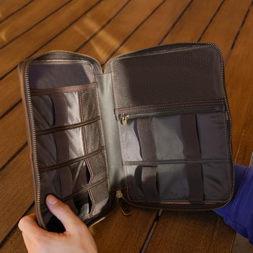 Polare Full Grain Leather Travel Cable Organizer Case Electronics Accessories Carry Bag with YKK Zippers Tech Storage Bag for Cables, Power Bank, USB, SD Card, Travel Essentials - Image 3