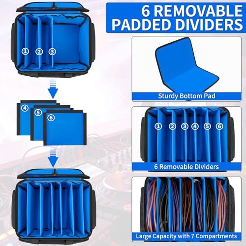 DJ Cable File Bag with 6 Detachable Dividers High Capacity Gig Cable Bag - Image 4