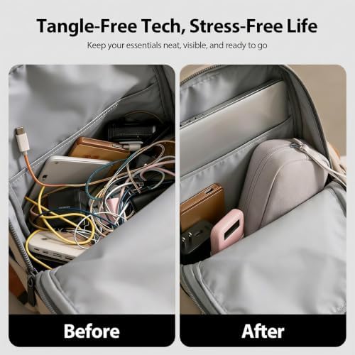Electronics Organizer Bag for Chargers & 3ft+ Cords, Gray - Image 4