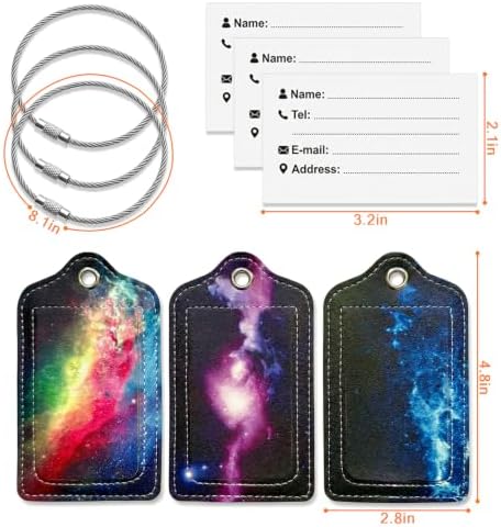Soft Leather Luggage Tag, Privacy Flip Cover, Wear-Resistant & Waterproof, Adjustable Buckle, Travel Essential, Simple & Versatile (Starry Sky) - Image 2
