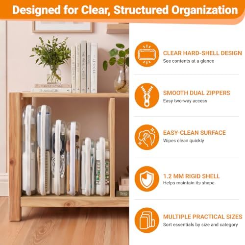 YQBRAO Clear Hard Shell Organizer Cases, Multi-Size (L, M & S), 3-Pack - Image 6