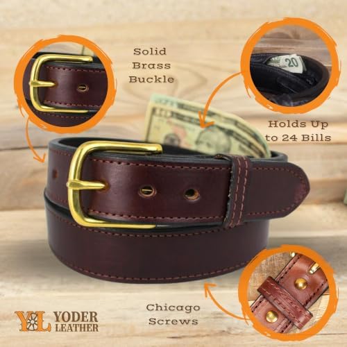 Hidden Money Belt for Travel for Men, Genuine Leather Belt with Hidden Zipper Pocket & Secret Storage - Image 2