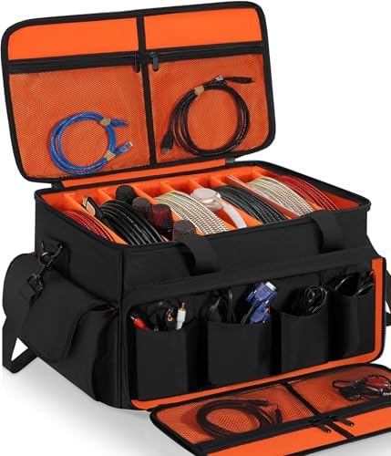 IBVIVIC Large DJ Cable File Bag, Travel Gig Bag with 8 Adjustable Dividers by IBVIVIC