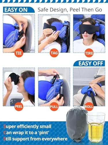 SARISUN Travel Pillow for Airplanes Sleep, Seat Strap for Stable Support - Image 6