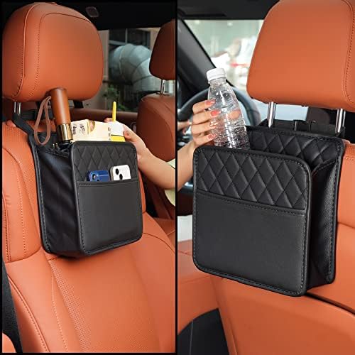 FrgKbTm 2Pack Car Seat Back Hanging Bag Car Document Holder Multi-Pocket Bottle Bag Storage Waterproof Pu Leather Box Organizer Travel Tidy Pouch Pocket Kids - Image 2