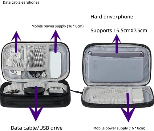 Electronic Organizer Travel Cable Accessories BagPouch Portable Waterproof Storage Bag Electronic Organizer Case for Cable, Mouse,USB Cable,Power Bank,Cord, Charger, Phone, Earphone - Image 3