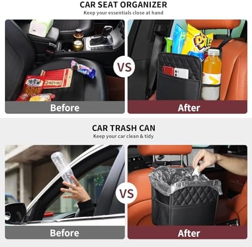 FrgKbTm 2Pack Car Seat Back Organizer, Waterproof Car Backseat Organizer with Cup Holders Large Capacity Hanging Car Storage Bag for Phones Documents Cups Bottle Travel Compatible with Most Vehicles - Image 2