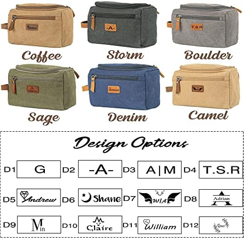 Personalized Mens Travel Toiletry Bag Canvas Cosmetic Case Makeup Organizer Shower Toiletries Shaving Bag Hanging Shaving Kit Husband Boyfriend Gifts (Canvas) - Image 2