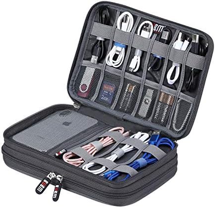 Electronic Cable Organizer Bag - Portable Travel Double Layers Electronic Digital Accessories Storage Pouch Bags for SD Card Case, USB Flash Drive,Charging Cords, USB Charger, Mini Tablet by BUBM