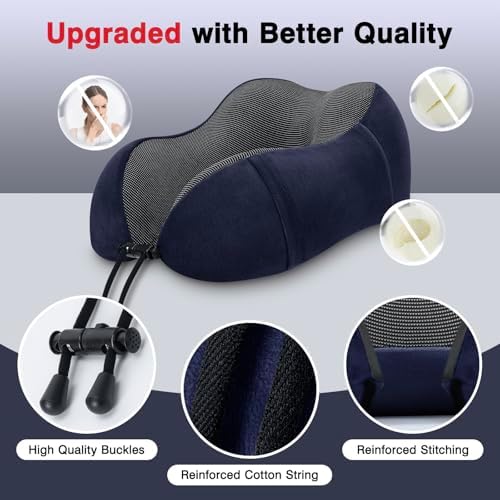urnexttour Neck Pillow Airplane Travel Pillow 2 Pack Grey and Blue - Image 2