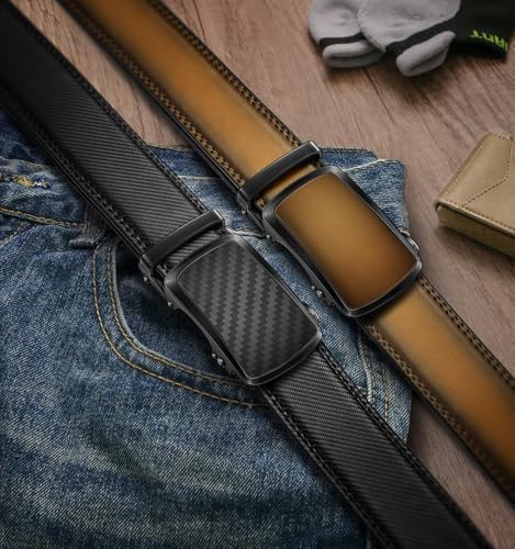 BULLIANT Men's Ratchet Leather Belt Trimmable 2Pack 1 3/8"-Gift Boxed - Image 2