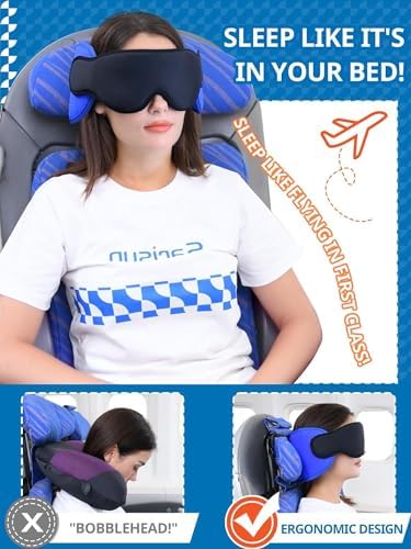 SARISUN Travel Pillow for Airplanes Sleep, Seat Strap for Stable Support - Image 2