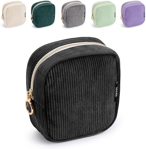 WLLWOO Corduroy Small Makeup Bag for Purse Zipper Mini Cosmetic Pouch by WLLWOOWLLWOO