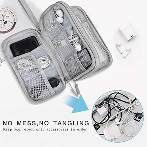 Skycase Electronic Organizer Travel Case - Waterproof Travel Cord Pouches for Organization, Cable Organizer, All-in-One Double Layers Storage Bag for Accessories, Charger, Cable, Grey- Medium - Image 5
