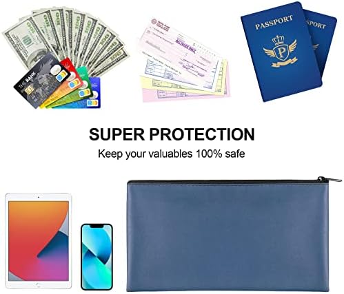 4Pack Money Bag 11 X 6 ", Safe Durable Money Bags with Zipper for Cash Waterproof, Coin Money Pouch PU Leather Bank Bag, Bank Bags with Zipper for Checks Makeup Bills Receipts Tool Storage Bag (Navy) - Image 6