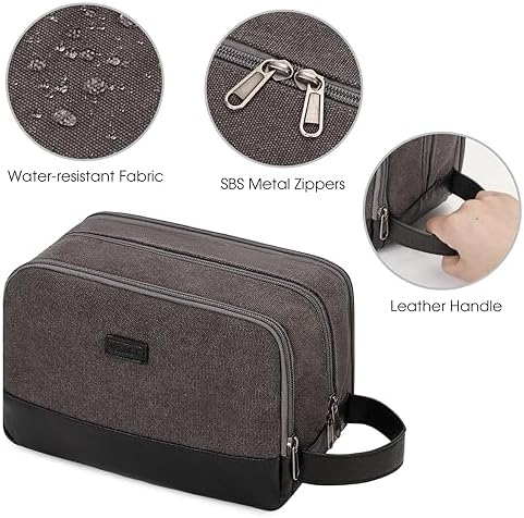 WANDF Travel Toiletry Bag for Men, Canvas Shaving Dopp Kit - Image 5