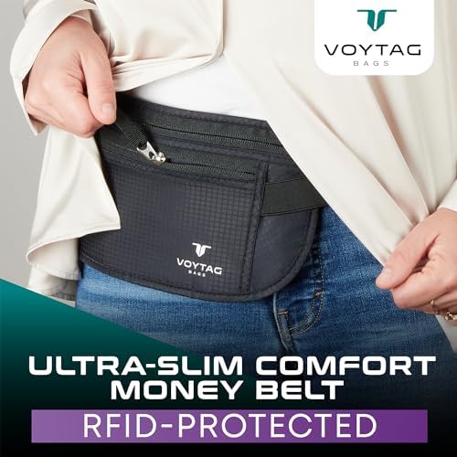 Travel Money Belt & Passport Holder - RFID Blocking Slim Travel Wallet & Fanny Pack for Men and Women - Essential Travel Pouch for Cash, Credit Cards, and Documents (Green Color) - Image 2