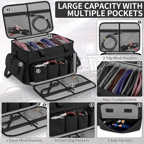 DJ Cable File Bag with 6 Adjustable Dividers Travel Gig Bag for Cables - Image 4