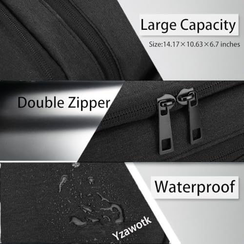 Extra Large Electronics Organizer Travel Case, Cable Organizer Bag with Shoulder Strap, Electronics Accessories Storage Double Layer Bags for Cord, Tablet, Headphone, Charger, Tools, DJ Gifts-Black - Image 3