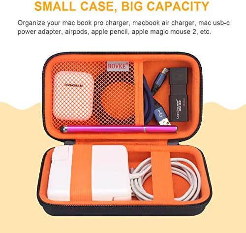 BOVKE PU Hard Travel Case for MacBook Air Pro Power Adapter Apple MagSafe 2 USB-C Charger - Extra Room for USB C Hub, Type C Hub, USB C Hub Multiport Adapter, Magic Mouse, Charging Cable, Black - Image 6