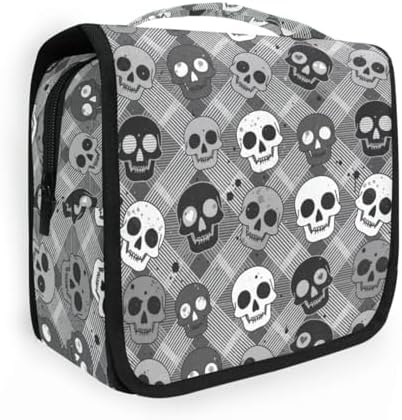MNSRUU Hanging Toiletry Bag Striped Gothic Skull Makeup Travel bag for Toiletries Portable Toiletry Organizer Bags Clear Toiletry Cosmetic Kit by MNSRUU