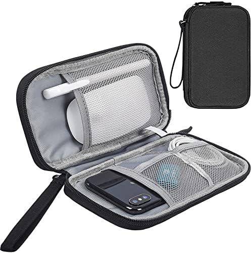 Electronics Accessories Bag / Electronic Organizer Case, Durable Small Electronics Accessories Storage Bag for Various USB, Cables, Hard Drive, Phone, Cords and Power Travel Gadget Carry Bag, Black by Qinntono