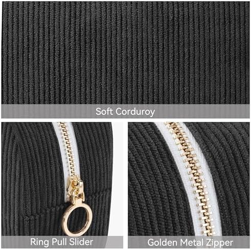 WLLWOO Corduroy Small Makeup Bag for Purse Zipper Mini Cosmetic Pouch - Image 3