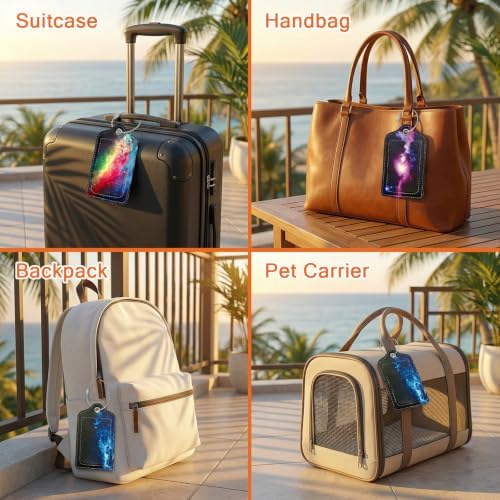 Soft Leather Luggage Tag, Privacy Flip Cover, Wear-Resistant & Waterproof, Adjustable Buckle, Travel Essential, Simple & Versatile (Starry Sky) - Image 5