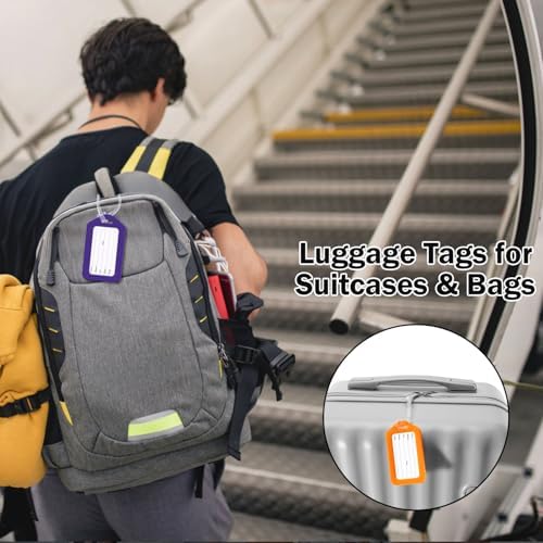 18 Pack Luggage Tag Bright Luggage Tags for Suitcases Bag Tags Name Tags for Kids Travel Accessories Must Haves by Sodsay (Purple) - Image 7