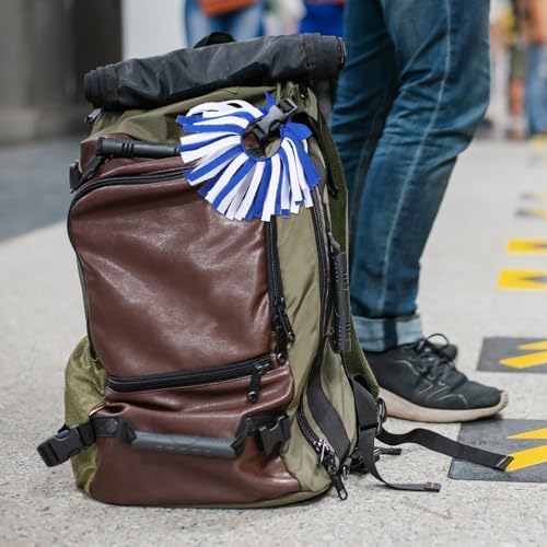 Breling 2 Pcs Luggage Pom Poms for Suitcases Funny Luggage Identifiers Pom Tags for Suitcase Backpack, Knotted Strap(Blue, White) - Image 5
