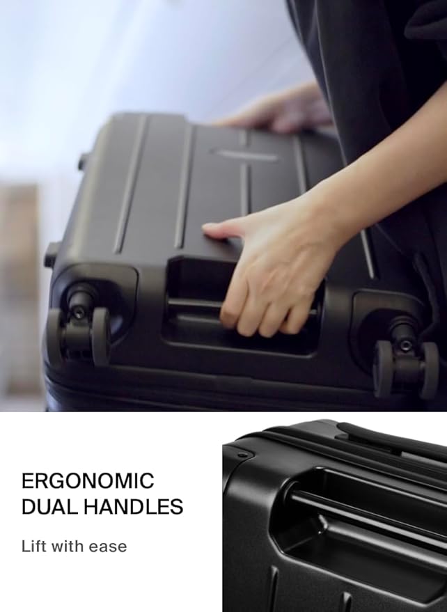 BlackVoyage Air Vacuum Seal Suitcase Carry-On 20-Inch Travel Luggage USB Port 20" AirCabin Air Compression Pump (Matte Black - Pro, 60L Capacity (2 Vacuum Bags))