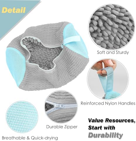 Shoe Washing Machine Bag,Laundry Shoe Bag for Washer and Dryer,Reusable Shoe Cleaning Bag for Sneakers,Tennis Shoes,With Self-locking Zipper, Microfiber Inside,Include Shoe Bag (Pro Grey - 1 Pack) - Image 3