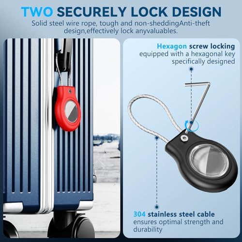 Waterproof Airtag Holder,4 Pack Airtag Case with Secure Lock,Airtags Keychain for Apple Air tag,Anti-Lost Protective Case Air tags Accessories for GPS Tracker Luggage,Bag,Key,Pet-Black/Blue/White/Red - Image 4