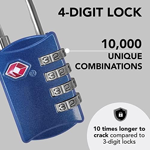 TSA Luggage Locks 2 Pack – 4-Digit Steel – Blue - Image 3