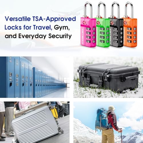 SURE LOCK TSA Approved 4-Digit Resettable Combination Luggage Lock with Open Alert, Easy-Read Dials - for Luggage, School Lockers, Gym, Office, Toolbox & Security Cases(Yellow 1PACK) - Image 6