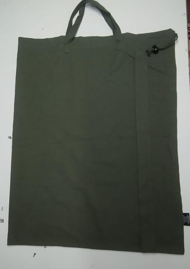LFH Home Large Premium Cotton Canvas Laundry Bag with Drawstring and Handles Heavy Duty, Multi-Use, and Washable for Home, Travel, College or Storage 28x40 (Pack of 4)-Militray Green