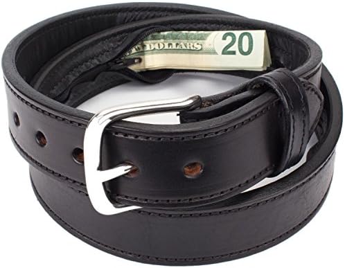 Hidden Money Belt for Travel for Men, Genuine Leather Belt with Hidden Zipper Pocket & Secret Storage by YoderLeatherCompany