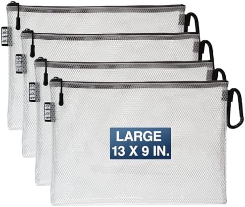 GOBAGS Air Production Large Clear Zipper Pouch (4‑Pack) – Cable Organizer & Travel Gear Bag for Electronics, Camera Accessories, Tool Pouch & Small Tech Storage by Unknown