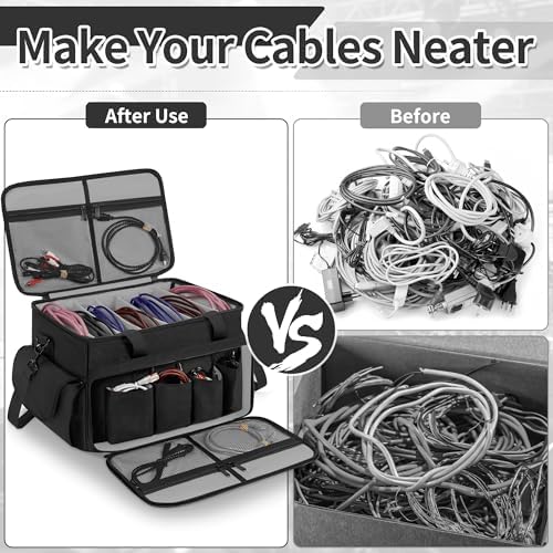 DJ Cable File Bag with 6 Adjustable Dividers Travel Gig Bag for Cables - Image 3