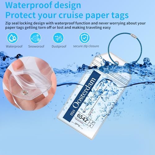 6 Pcs Holland America Cruise Luggage Tag Holders, Zip Seal Clear Cruise Luggage Tag Holder with Steel Loops Fits for Holland America & Carnival Cruise Essentials Must Haves 2025-2026 (6 Holders) - Image 4